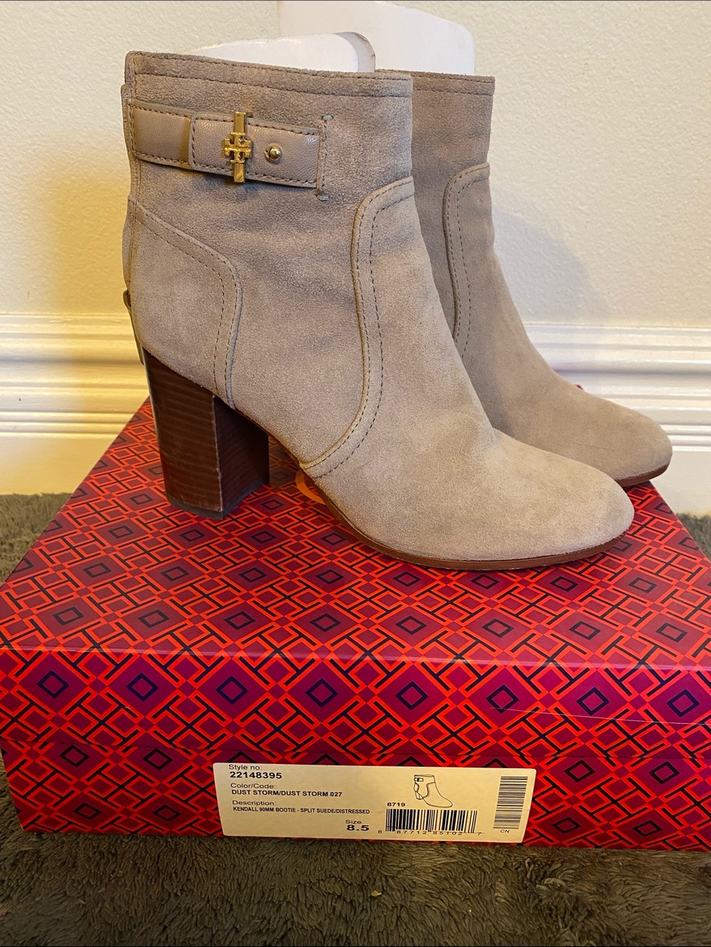 Tory Burch Dust Storm Suede Ankle Boots with Block Heel
